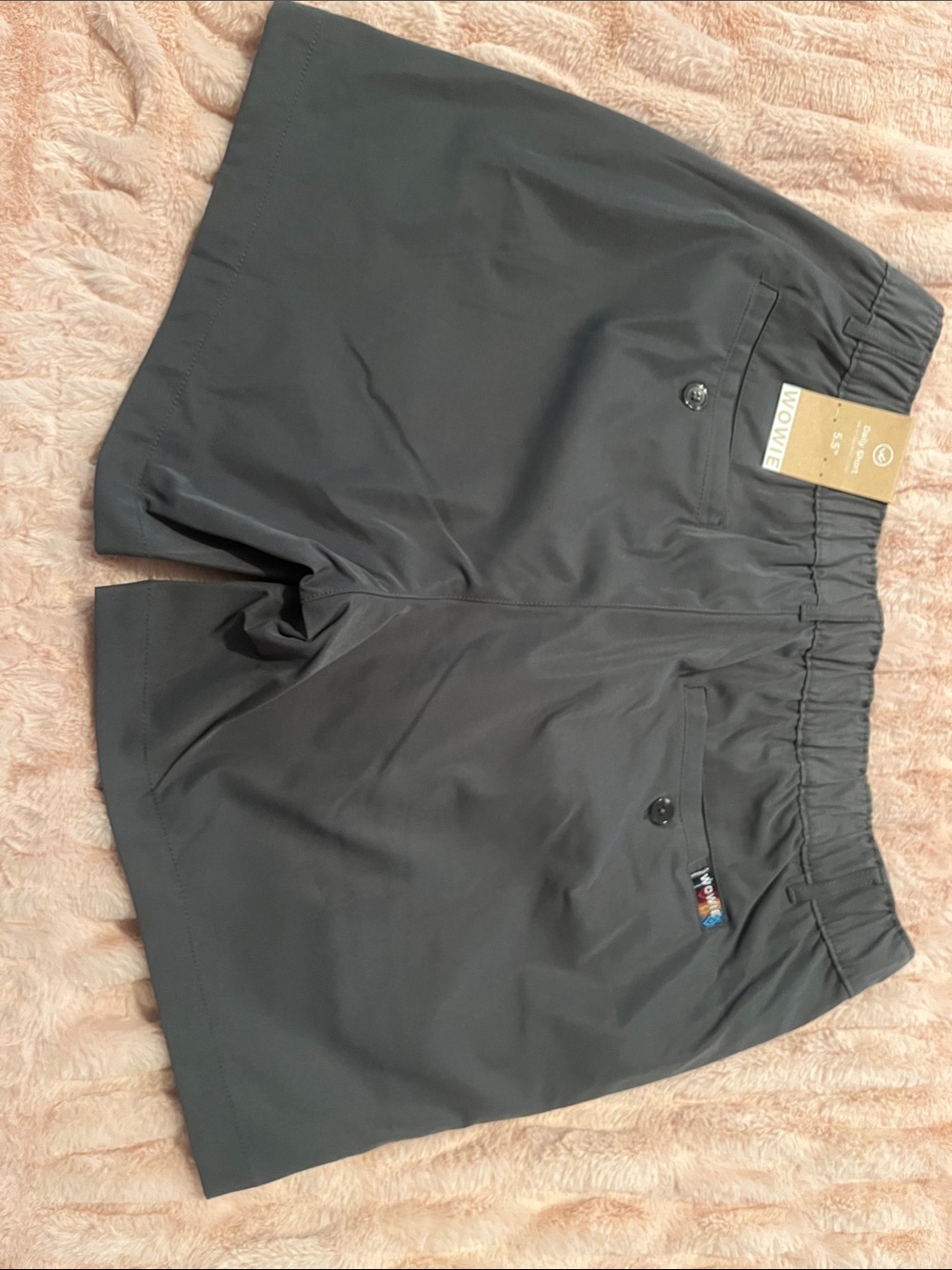 Wowie Men's Gray Flat Front Elastic Waist Shorts Size L NWT